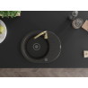 Mexen Kevin granite single-bowl sink with drainer and kitchen faucet Telma, black/gold metallic - 6517-75-670200-50-B