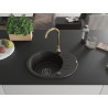 Mexen Kevin granite single-bowl sink with drainer and kitchen faucet Telma, black/gold metallic - 6517-75-670200-50-B