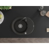 Mexen Kevin 1-bowl granite sink with drainer and Telma kitchen faucet, black/gold metallic - 6517-75-670200-70
