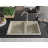 Mexen Tomas granite sink 2-chamber 800 x 500 mm, beige, chrome siphon - 6516802000-69