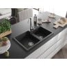 Mexen Tomas 2-compartment granite sink 800 x 500 mm, Black, siphon Chrome - 6516802000-77