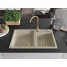 Mexen Tomas granite kitchen sink 2-bowl 800 x 500 mm, beige, gold siphon - 6516802000-69-G