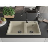 Mexen Tomas 2-Bowl Granite Sink 800 x 500 mm, Beige, Black Siphon - 6516802000-69-B