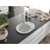 Mexen Kevin 1-bowl granite sink with drainer 586 x 458 mm, white, chrome siphon - 6517581005-20
