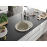 Mexen Kevin 1-Bowl Granite Sink with Drainer 586 x 458 mm, Beige, Chrome Siphon - 6517581005-69