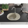 Mexen Kevin 1-Bowl Granite Sink with Drainer 586 x 458 mm, Beige, Chrome Siphon - 6517581005-69