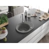 Mexen Kevin granite sink 1-bowl with drainer 586 x 458 mm, grey, chrome siphon - 6517581005-71