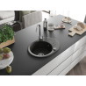 Mexen Kevin granite sink 1-bowl with drainer 586 x 458 mm, black/gold metallic, chrome siphon - 6517581005-75