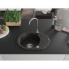 Mexen Kevin granite sink 1-bowl with drainer 586 x 458 mm, black/gold metallic, chrome siphon - 6517581005-75
