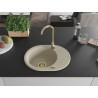 Mexen Kevin 1-bowl granite sink with drainer 586 x 458 mm, beige, gold siphon - 6517581005-69-G