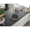 Mexen Kevin 1-bowl granite sink with drainer 586 x 458 mm, gray, gold siphon - 6517581005-71-G