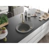 Mexen Kevin granite sink 1-bowl with drainer 586 x 458 mm, grey, golden siphon - 6517581005-71-G