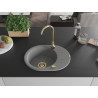 Mexen Kevin 1-bowl granite sink with drainer 586 x 458 mm, gray, gold siphon - 6517581005-71-G