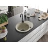 Mexen Kevin granite sink 1-bowl with drainer 586 x 458 mm, beige, black siphon - 6517581005-69-B