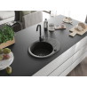 Mexen Kevin 1-bowl granite sink with drainer 586 x 458 mm, black/gold metallic, black siphon - 6517581005-75-B