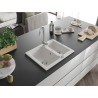Mexen Carlos 1.5-bowl granite sink 582 x 475 mm, white, chrome siphon - 6518581500-20