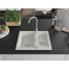 Mexen Carlos 1.5-bowl granite sink 582 x 475 mm, white, chrome siphon - 6518581500-20