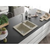 Mexen Carlos granite sink 1.5-bowl 582 x 475 mm, beige, chrome siphon - 6518581500-69
