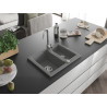Mexen Carlos granite sink 1.5-bowl 582 x 475 mm, gray, chrome siphon - 6518581500-71