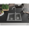 Mexen Carlos granite sink 1.5-bowl 582 x 475 mm, gray, chrome siphon - 6518581500-71
