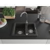 Mexen Carlos 1.5-bowl granite sink 582 x 475 mm, black/gold metallic, chrome siphon - 6518581500-75