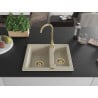 Mexen Carlos 1.5-bowl granite sink 582 x 475 mm, beige, gold siphon - 6518581500-69-G