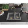 Mexen Carlos granite sink 1.5-bowl 582 x 475 mm, gray, golden siphon - 6518581500-71-G