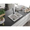 Mexen Carlos 1.5-bowl granite sink 582 x 475 mm, white, black siphon - 6518581500-20-B