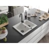 Mexen Carlos Granite Sink 1.5-Bowl 582 x 475 mm, White, Black Siphon - 6518581500-20-B