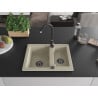 Mexen Carlos granite sink 1.5-bowl 582 x 475 mm, beige, black siphon - 6518581500-69-B