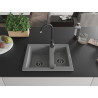 Mexen Carlos 1.5-bowl granite sink 582 x 475 mm, gray, black siphon - 6518581500-71-B