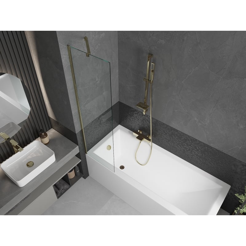 Mexen Next 1-panel bathtub screen 50 x 150 cm, transparent, gold - 895-050-000-00-00-50