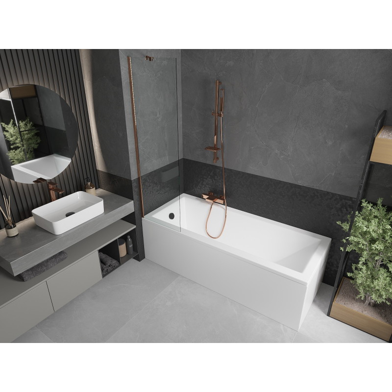 Mexen Next 1-panel bathtub screen 50 x 150 cm, transparent, rose gold - 895-050-000-00-00-60