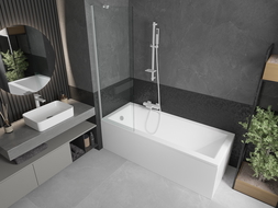 Mexen Next 1-wing bathtub screen 60 x 150 cm, transparent, White - 895-060-000-00-00-20