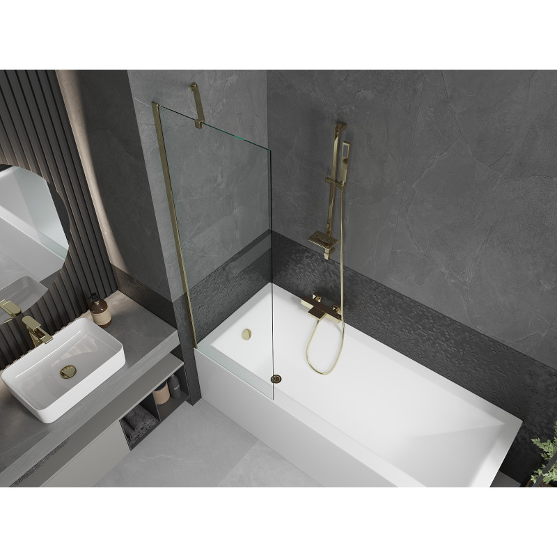 Mexen Next single-panel bath screen 60 x 150 cm, transparent, gold - 895-060-000-00-00-50