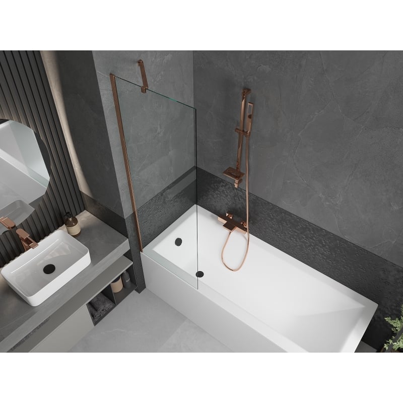 Mexen Next bathtub shield 1-wing 60 x 150 cm, transparent, pink gold - 895-060-000-00-00-60