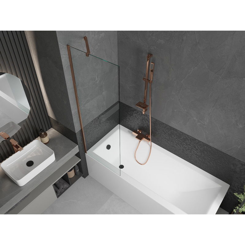 Mexen Next Single-Panel Bath Screen 60 x 150 cm, Transparent, Rose Gold - 895-060-000-00-00-60