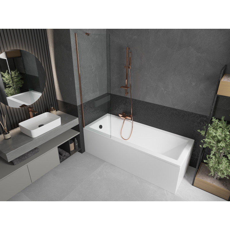 Mexen Next bathtub shield 1-wing 60 x 150 cm, transparent, pink gold - 895-060-000-00-00-60