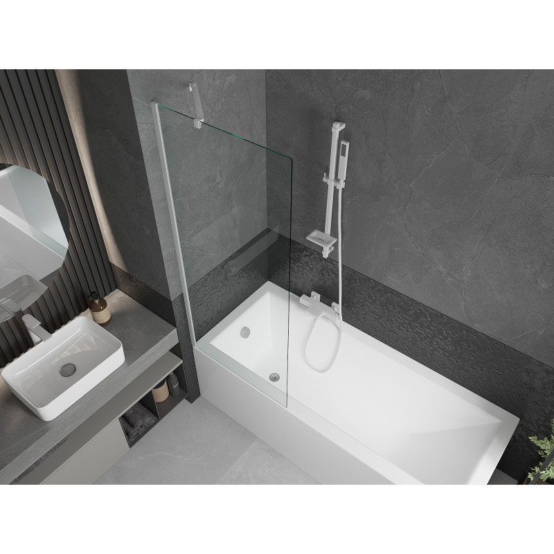 Mexen Next one-panel bathtub screen 70 x 150 cm, transparent, white - 895-070-000-00-00-20