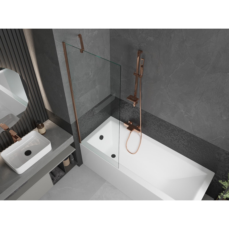 Mexen Next 1-panel bath screen 70 x 150 cm, transparent, rose gold - 895-070-000-00-00-60