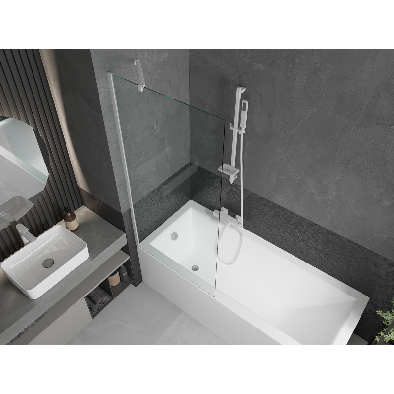 Mexen Next bathtub screen 1-wing 80 x 150 cm, transparent, white - 895-080-000-00-00-20
