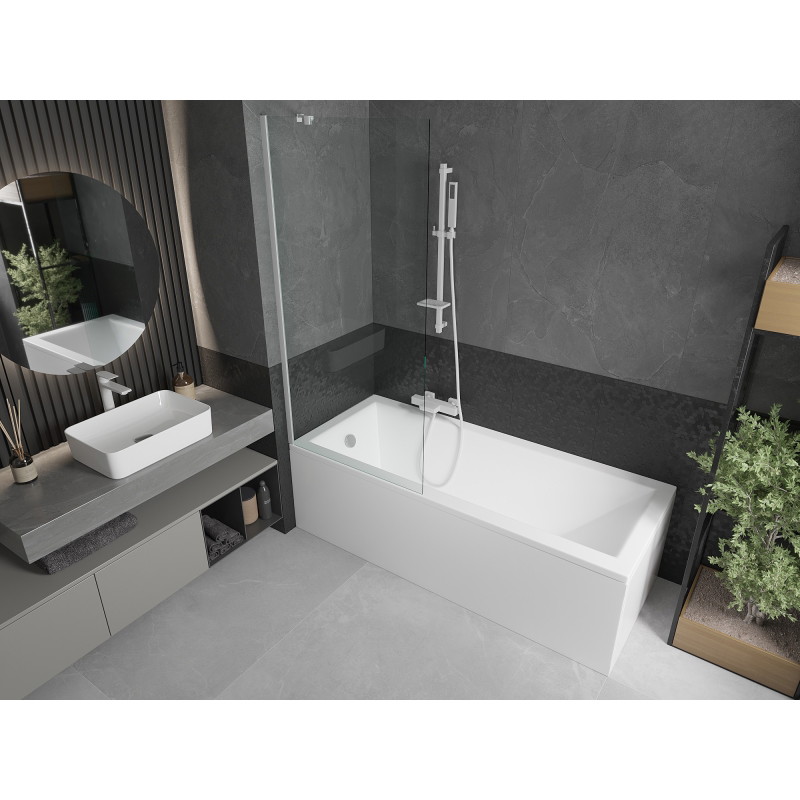 Mexen Next bathtub screen 1-wing 80 x 150 cm, transparent, white - 895-080-000-00-00-20