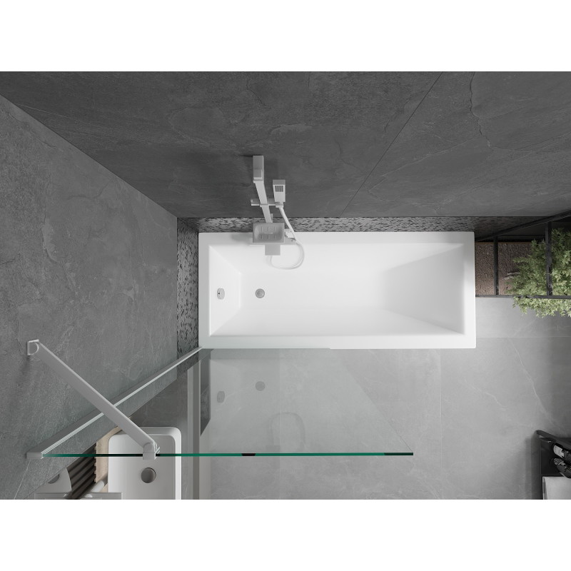 Mexen Next 1-panel bathtub screen 80 x 150 cm, transparent, white - 895-080-000-00-00-20