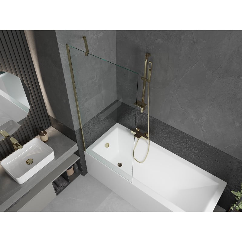 Mexen Next single-wing bathtub screen 80 x 150 cm, transparent, gold - 895-080-000-00-00-50