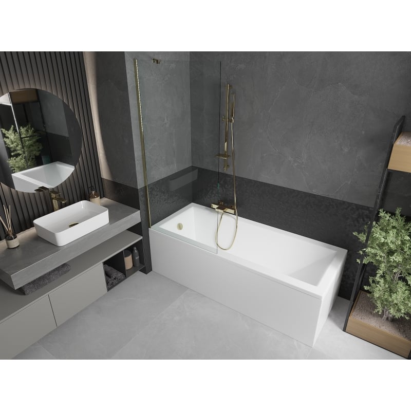 Mexen Next 1-panel bathtub screen 80 x 150 cm, transparent, gold - 895-080-000-00-00-50