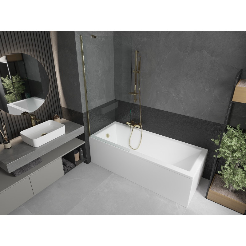Mexen Next 1-wing bathtub screen 80 x 150 cm, transparent, gold - 895-080-000-00-00-50