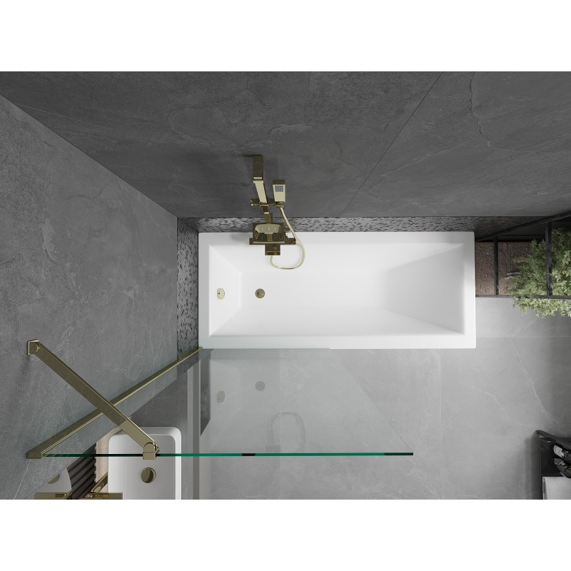 Mexen Next 1-wing bathtub screen 80 x 150 cm, transparent, gold - 895-080-000-00-00-50