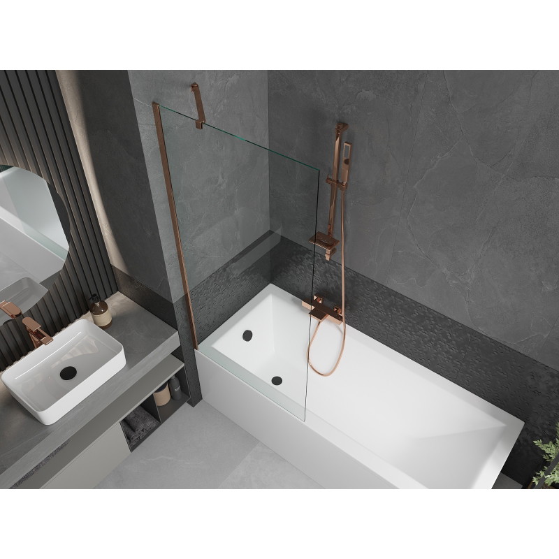 Mexen Next 1-panel Bathtub Screen 80 x 150 cm, Transparent, Rose Gold - 895-080-000-00-00-60