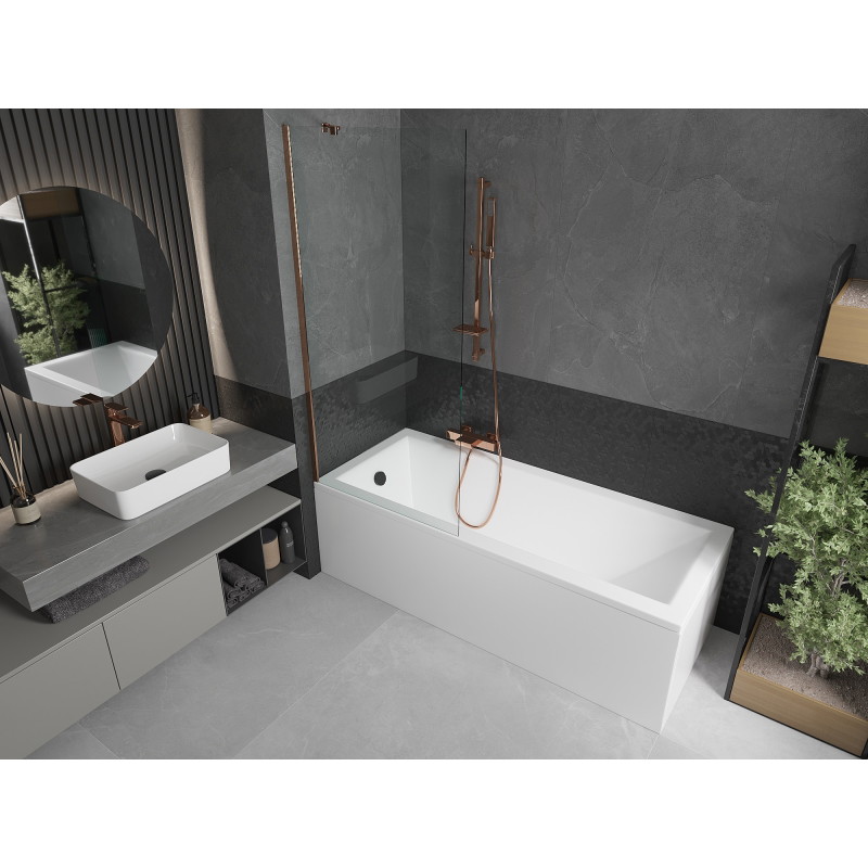 Mexen Next 1-panel Bathtub Screen 80 x 150 cm, Transparent, Rose Gold - 895-080-000-00-00-60
