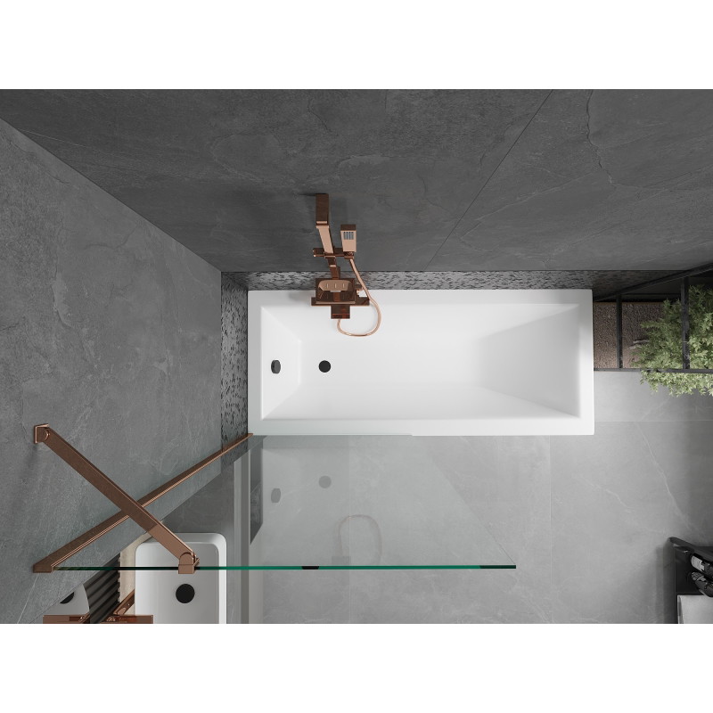 Mexen Next 1-panel Bathtub Screen 80 x 150 cm, Transparent, Rose Gold - 895-080-000-00-00-60